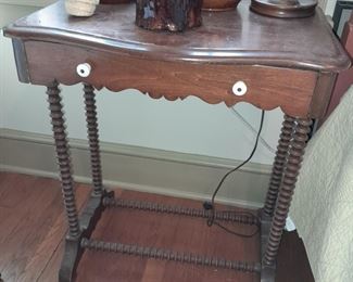 Carved End Table W/ Drawer