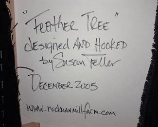 "Feather Tree" Hooked & Signed By Susan Feller