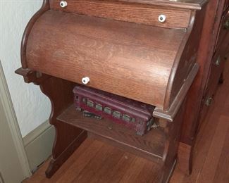 Antique Mini Roll Top Wooden Desk