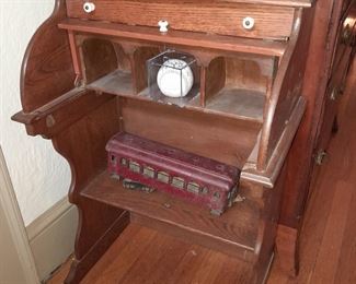 Antique Mini Roll Top Wooden Desk