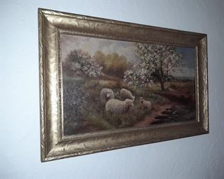 Antique Sheep Painting Circa 1900 From A New Hampshire Artist