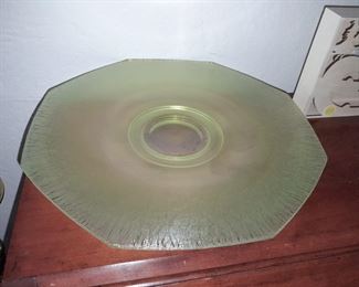 Yellow Vaseline/Green Depression Charger Plate