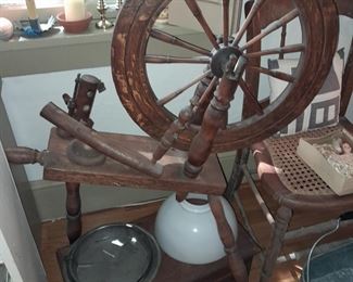 Antique Wooden Spinning Wheel