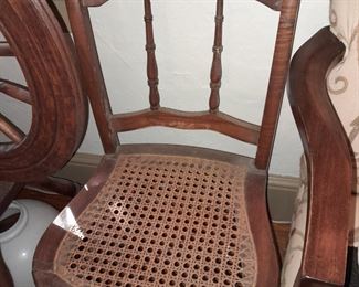 Antique Wooden Chair W/ Cane Seat