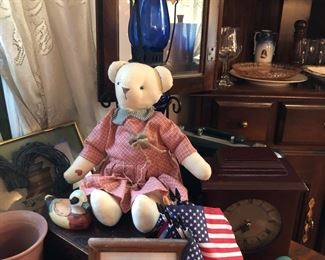 flag, blue oil lamp shade, flag