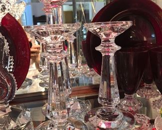 set of Waterford cut crystal candlesticks