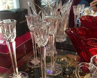 Waterford vase and candlesticks
