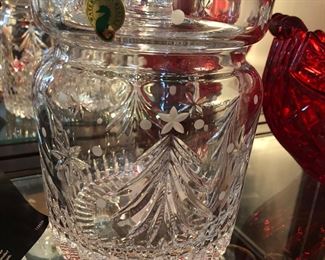 Waterford crystal biscuit jar. Waterford snowflakes