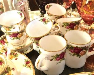 English rose coffee set and 2 mugs
