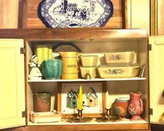 vintage plates, pyrex, vases