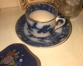 Flow Blue cup and saucer