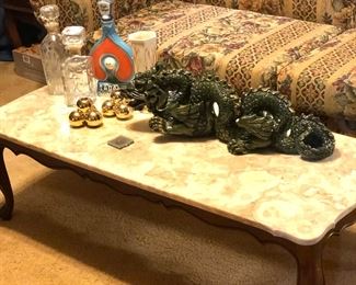 french style coffee table with marble top