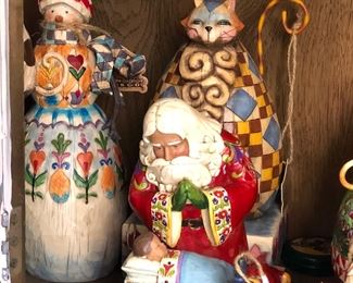 Jim shore Christmas santa, cats, snowman