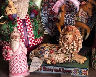 Jim Shore santas, lion and the lamb, reindeer