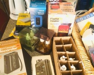 scent oils, recorder, transister radio,