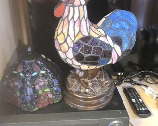 stained glass lamp shade, stained glass rooster