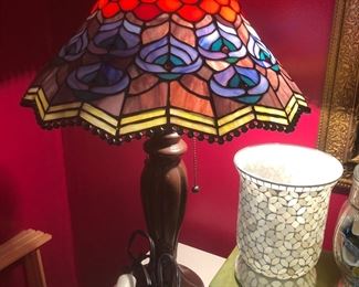 another peacock pattern stained glass lamp.