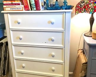 white 5 drawer chest