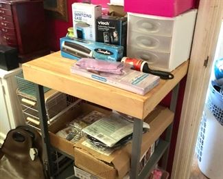 butcher block folding island on casters