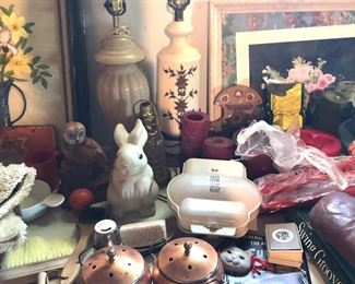 lamps, George Forman grill, copper compote