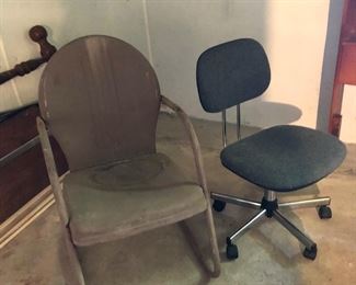 metal chair and office chair