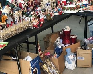 santas, snowmen, candle holders small trees