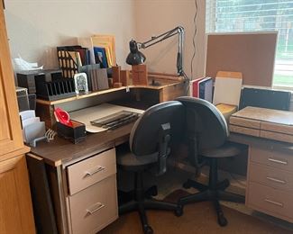 desk and chairs