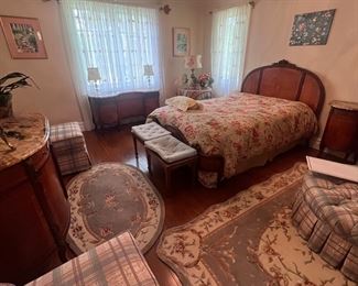 Fabulous inlaid marble top French bedroom set