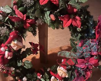 Many holiday seasonal wreaths