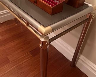 Chrome / brass and glass console