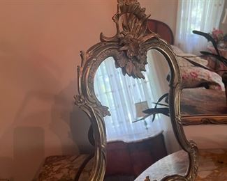 Bronze table top nouveau style mirror