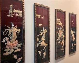 Set of four Chinese plaques