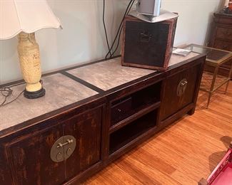 Marble inset, Oriental Consol cabinet