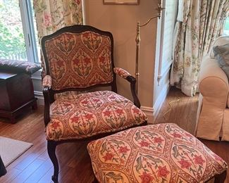 Beautiful carved chair with matching ottoman