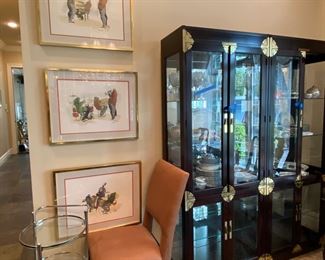 Pair of lighted Asian style cabinets