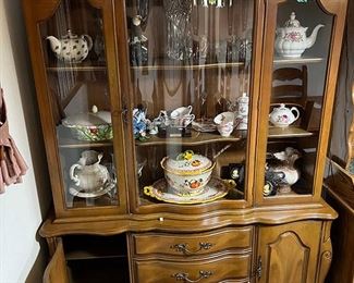 Hutch French style w/ curved glass cabinet and drawers. (Items in hutch sold separately, not included)