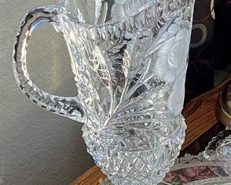 Crystal pitcher w/ Rose accents