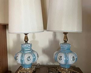 Bubble blue flowers vintage table lamps