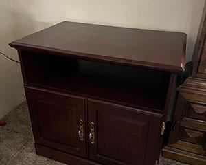 TV Stand w/ Cherry wood & brass fixtures