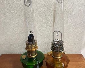 Vintage Aladdin Oil Lamp (1 green, 1 amber)