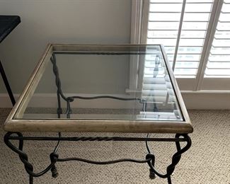 Glass Top Wrought Iron Endtable