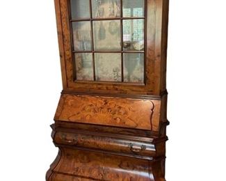 A STUNNING Early 1900s Burlwood Secretary with claw feet