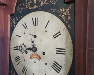 1700s ,Period Tall cased  handmade clock with a hand-painted face 
7 feet by 19 inches by 10 inches
