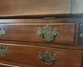 English, Cherry Early 1800s slant front, Bookcase/Secretary, hand forged metal hardware 76 inches by 3 feet across by 20 inches 