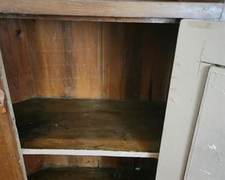 Early Cherry Corner Cupboard, Open Front  with cutout shelves