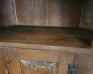 Early Cherry Corner Cupboard, Open Front  with cutout shelves