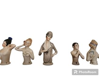 Antique porcelain half dolls