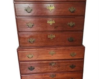  Highboy Cherry Chippendale period 8 drawer chest on chest