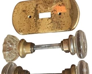 Glass door knobs and brass plates