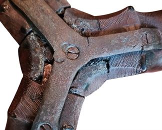 A Period Tilt Top claw foot table with hand-forged brace